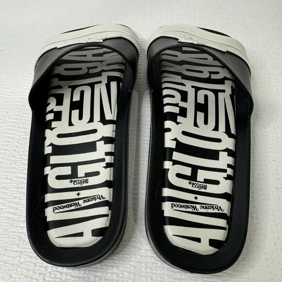 Vivienne Westwood Melissa Anglomania Black White Beach Slides Sandals US SIZE 7 - Picture 2 of 8